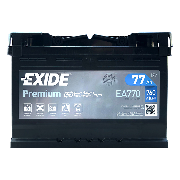 Акумулятор EXIDE PREMIUM 77Ah Ев (-/+) (760EN) (д278*ш175*в190) EA770